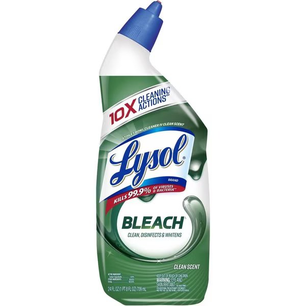 Toilet Bowl Cleaner, w/ Bleach, 24oz Blue Top, PK 9, Lysol, Mfr#: RAC98014CT